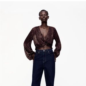 Zara Knotted Print Top